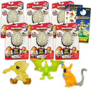 Zuru Smashers Dino Island Surprise Toy Set - Bundle with 6 Dinosaur Egg Surprise Toys with Mini Figure Plus Stickers, More | Dino Party Favors, Dinosaur Party Supplies