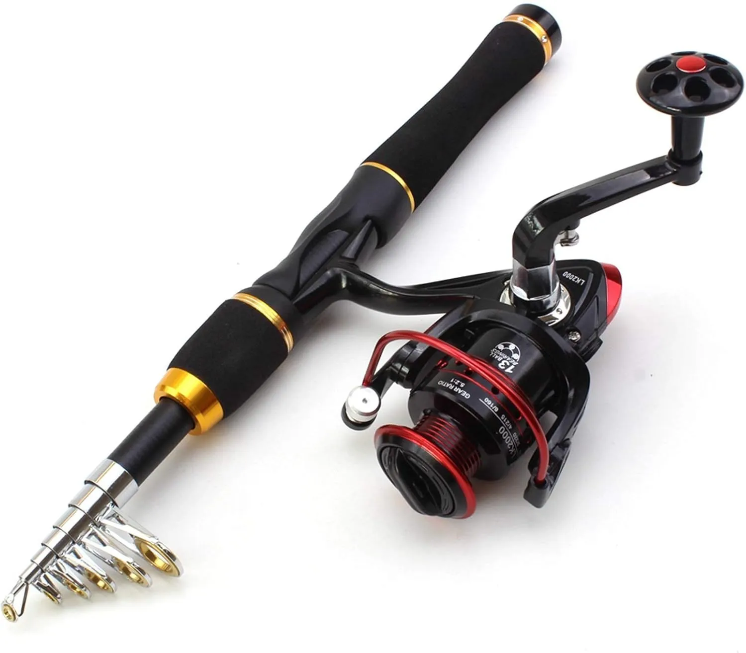 ZYHYD 35CM Ultra Short 1.65M Throwing Fishing Rod   13BB Fishing Wheel Combination, Carbon Fiber Portable Telescopic Rod Fishing Wheel Fishing Rod Package Combination ZYHYD (Color : Rod Reel)