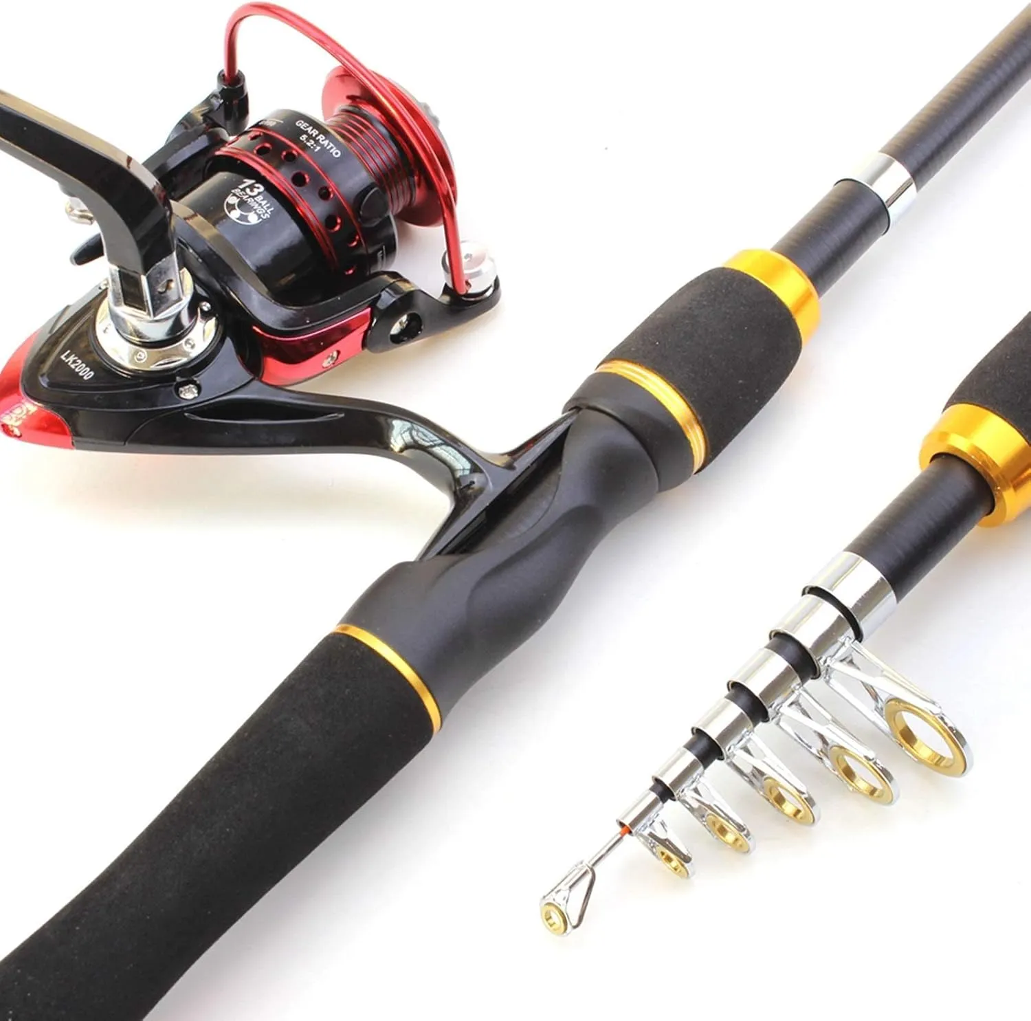 ZYHYD 35CM Ultra Short 1.65M Throwing Fishing Rod   13BB Fishing Wheel Combination, Carbon Fiber Portable Telescopic Rod Fishing Wheel Fishing Rod Package Combination ZYHYD (Color : Rod Reel)